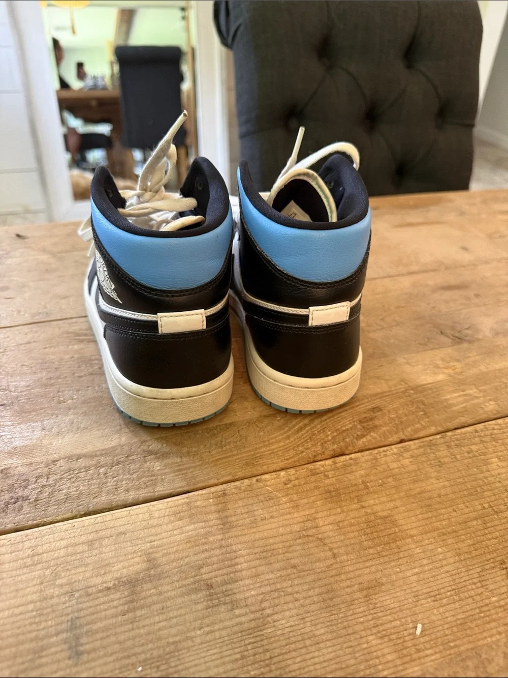 Jordan Kids High-Top Sneakers in Black, White & Light Blue